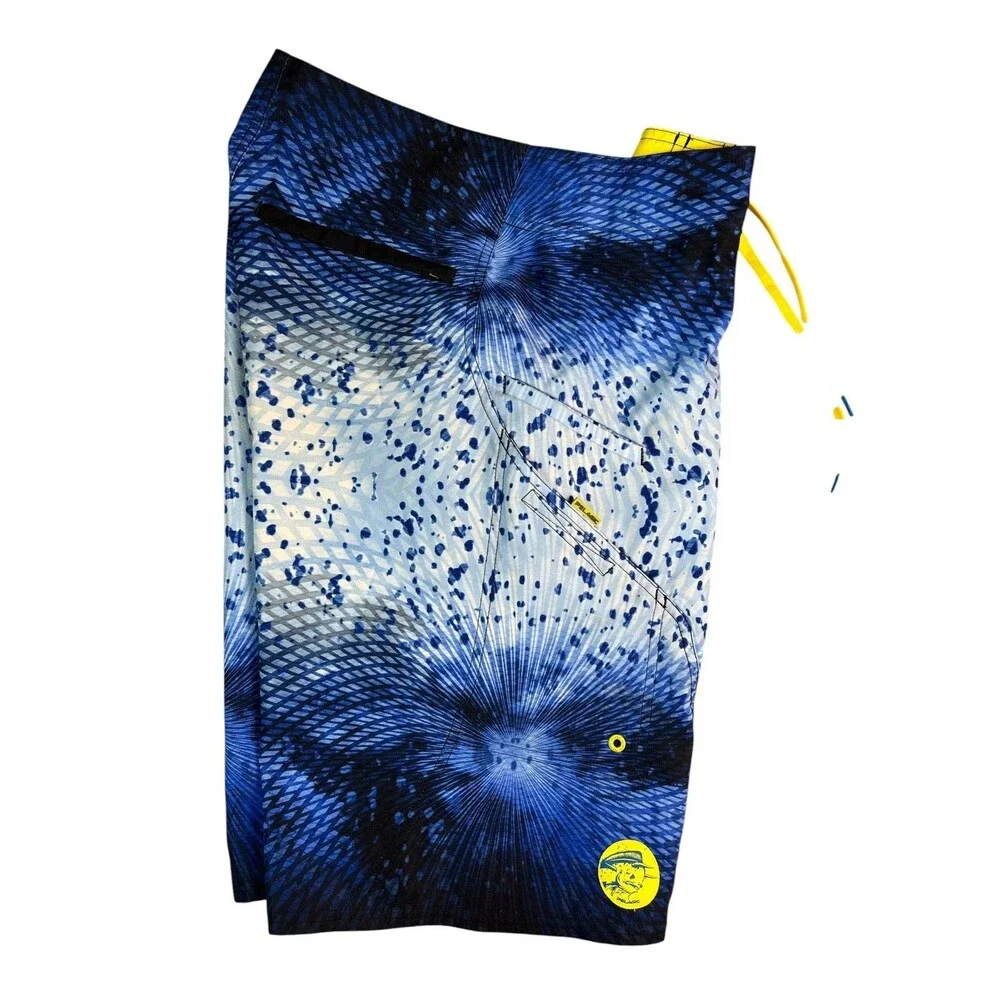 Pelagic Blue Psycho Dorado Stretch Sharkskin Boardshort  Size 32  Swim Trunk
